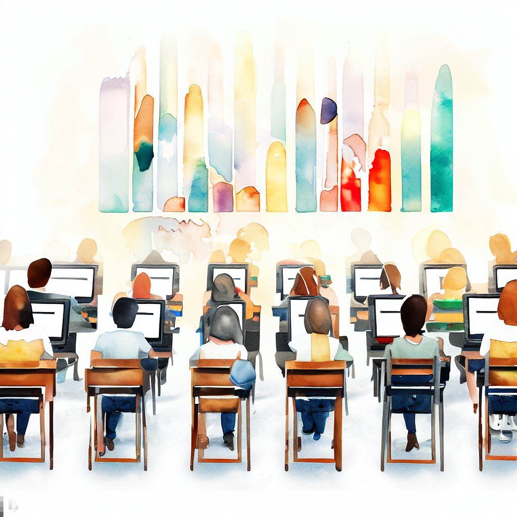 Students in Classroom looking at their performance